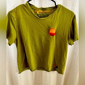 Aviator Nation crop top size green with sun logo on left side rod chest size  S